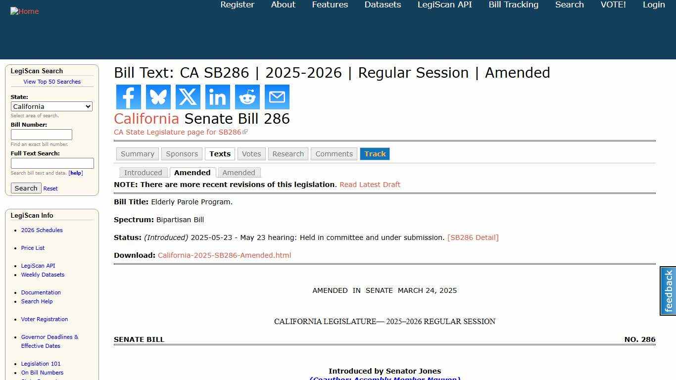 Bill Text: CA SB286 2025-2026 Regular Session Amended LegiScan